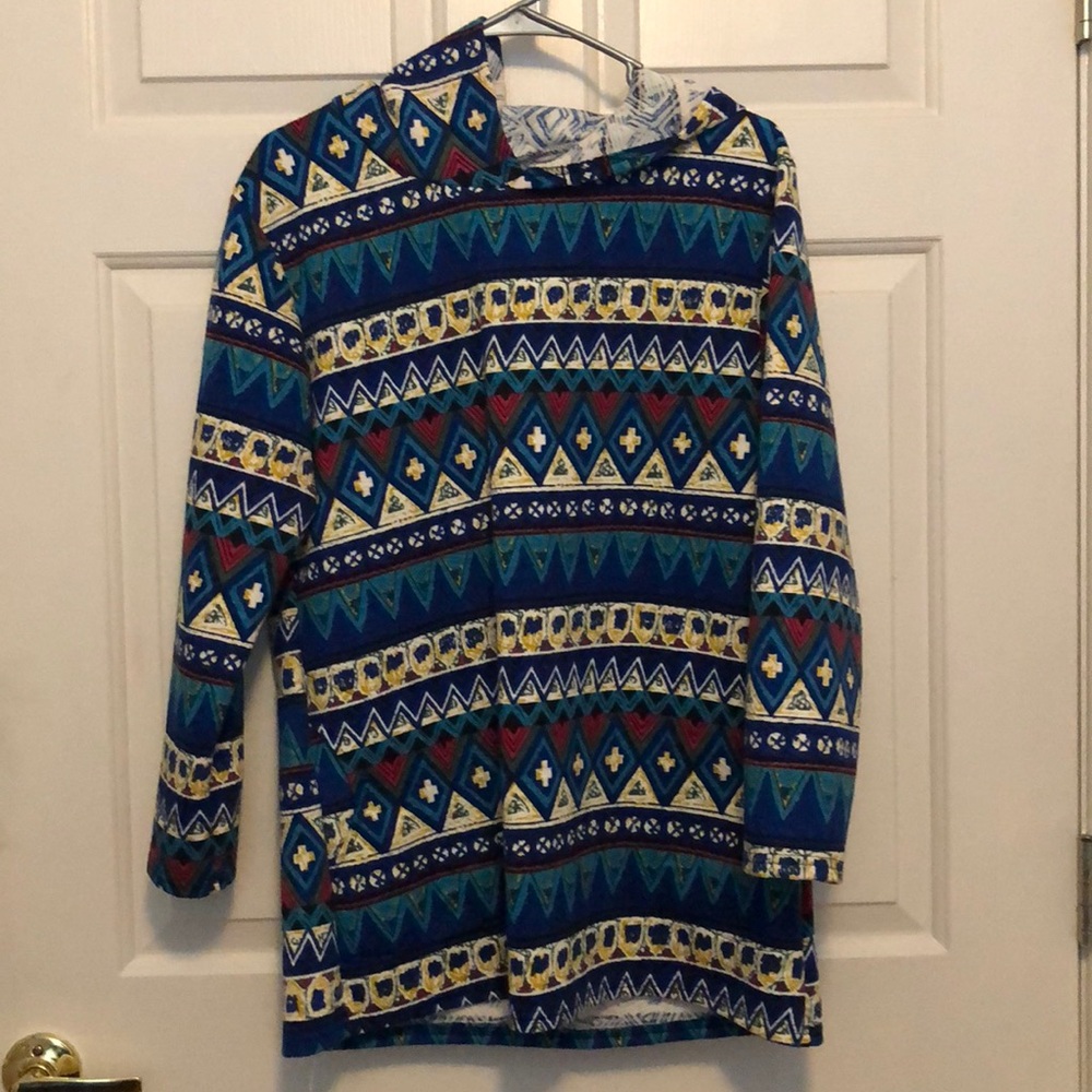 Blue Quilt-like Pullover